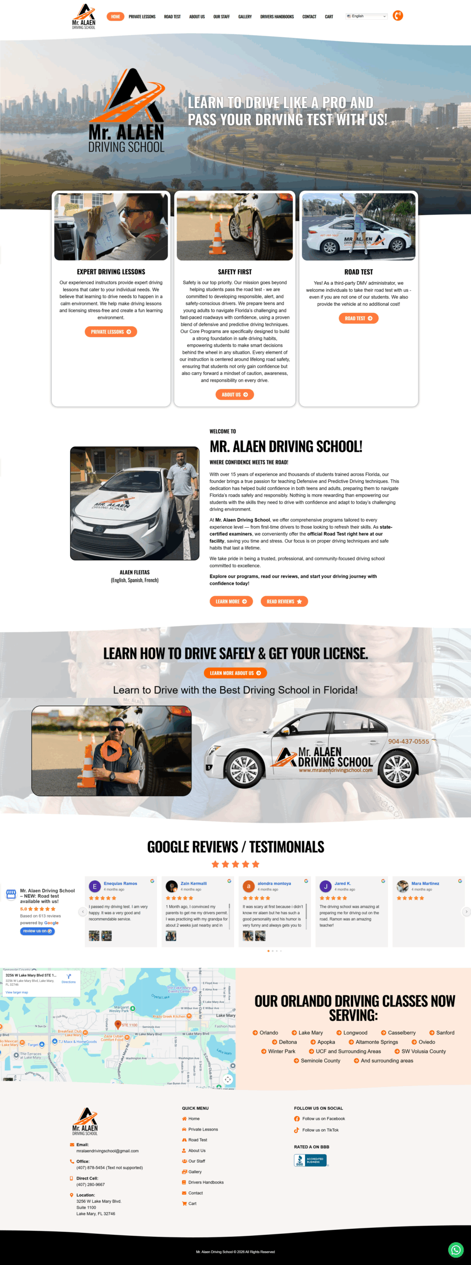 Mr. Alaen Driving School | St. Augustine Web Design High-End Web Development & Design